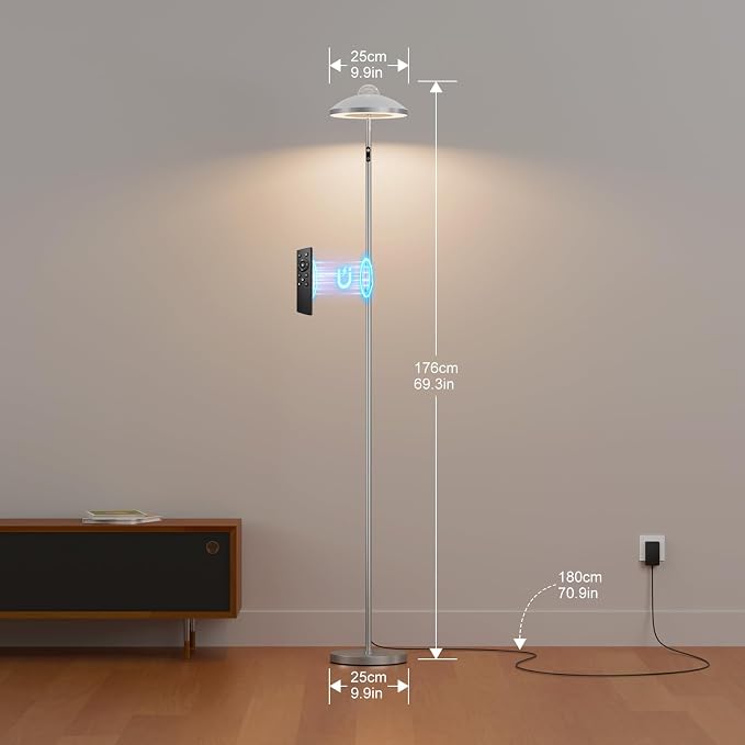 DUSKTEC 3-in-1 Floor Lamp, RGB Aurora & Galaxy Star Projector, 69", White - Image 8