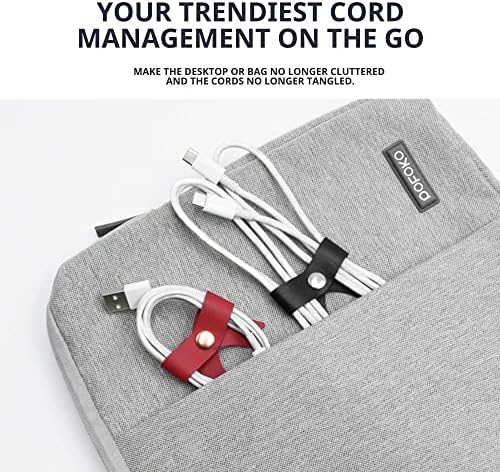 SenseAGE 5 Pack Cord Organizer, Bow Cord Keeper, Cable Organizer USB Holder, Leather Cable Management, Cable Straps, Earphone Winder, Storage Straps for Electronics, Earbuds, Small, Random Blue - Image 3