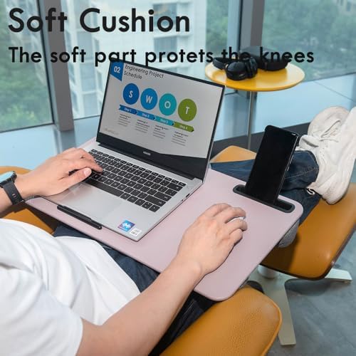 Portable Laptop Desk Fits Up to 16“ Laptops, with Tablet Slot, Built-in Cushion, Great for Home & Office,Lap Desk for Laptop,Lap Desk with Cushion (Grey Violet, Large) - Image 6