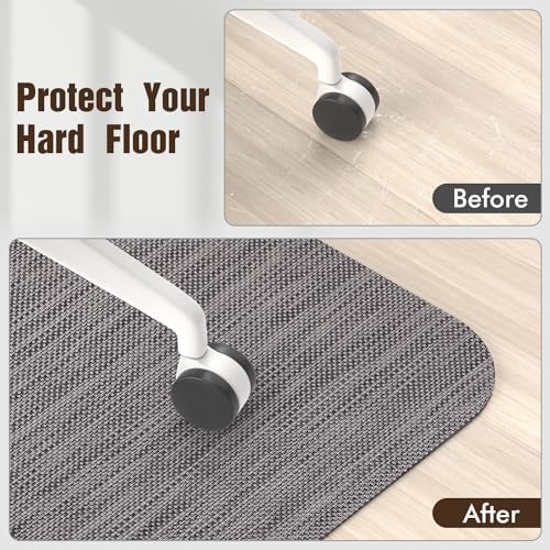 Blvornl Office Chair Mat for Hardwood Floor, Computer Chair Mat, 47.2"x60" | Dark Grey, Waterproof, easy to clean, suitable for hardwood, laminate, Rattan Woven Pattern, Durable Solid PVC Material - Image 6