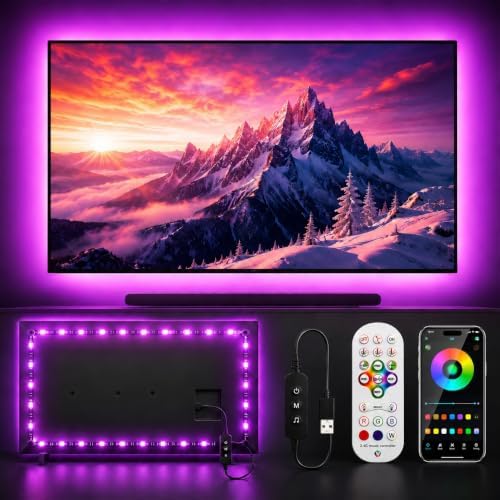 MORIACC 18ft TV LED Backlight for 45-75 Inch TVs, RGB LED Lights for TV with Music Sync, Bluetooth APP & Remote Control, USB Powered Ambient Lighting for Gaming, Movies, Bedroom & Home Theater by MORIACC