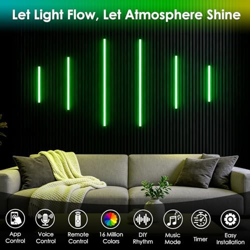 Smart RGB Slat Wall Lights 6PCS WiFi Wall Panel Lights with Alexa - Image 5