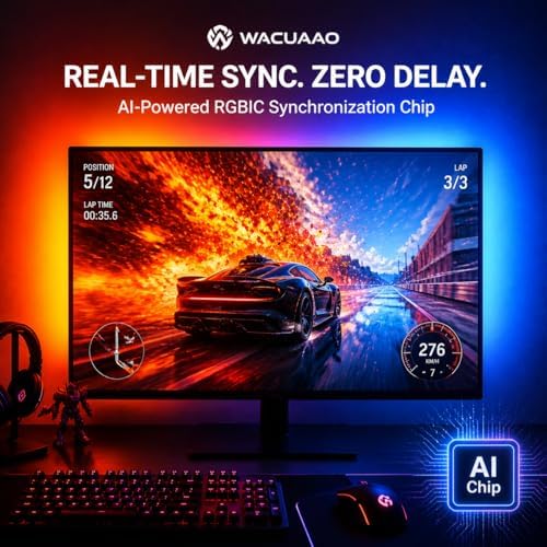 RGB Monitor Backlight with Screen Sync, Dual USB Powered Ambient Lighting Kit for 27 Inch Gaming Monitors, Music Mode, Immersive Dynamic LED Strip Lights for PC Setup (4 Sides - 27 inch) - Image 2