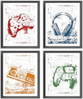 Retro Video Game Gaming Poster Prints for Home Boys Room Playroom Decor,Black And White Video Game Decorations Prints Wall Art Unframed 4pcs 12x16inches,Gift for Gamer Boys Gaming Love (12x16) by AEHIE
