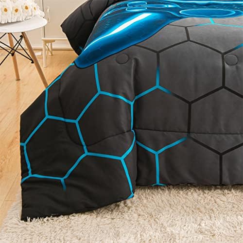 NTBED Game Console Comforter Set for Boys Girls Kids Geometric Lightweight Microfiber Bedding Sets (Blue, Full) - Image 5