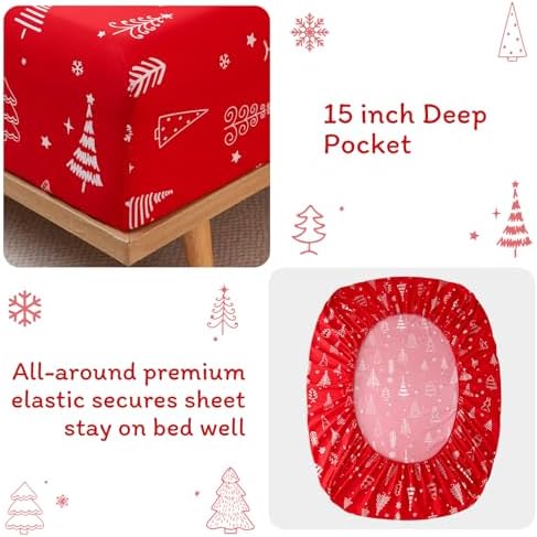 JSD Red Christmas Tree Kids Twin Sheet Set 3 Piece - Image 3