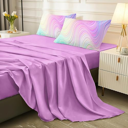 Pink Twin Bedding Sets,7PCS Girls Comforter Sets,Pink Comforter,Girls Bed Sets Twin,Bed in a Bag with Flat Sheet and Fitted Sheet,Pillowcases,Cushions for Kids - Image 2