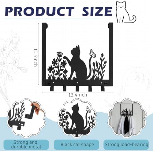 Reallnaive Black Cat Over The Door Hooks Cute Room Decor - Image 2