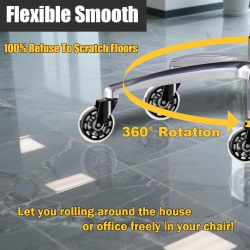 Office Chair Caster Wheels Replacement 3 Inch Roller Blade, 10 Packs | Heavy Duty Quiet No Scratch Rubber Gaming Chair Wheel for Hardwood Floor Carpet, 11mm Universal Fit/Not Fit 1KEA - Image 6
