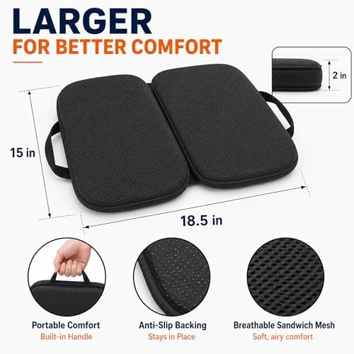 Sojoy 3 in 1 Foldable Gel Seat Cushion Featured with Memory Foam Breathable Seat Cushion for Pressure Relief (Size: 18.5“ x 15" x 2"，Black Mesh) - Image 3