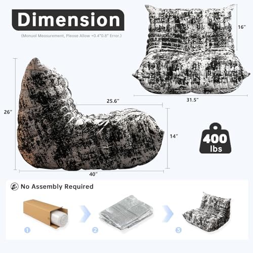 WHGBJA Bean Bag Chair for Adults, Lazy Bean Bag Sofa for Bedroom, Living Room, Reading, Gaming Floor Sofa Chair, Boneless, Comfy - Image 2