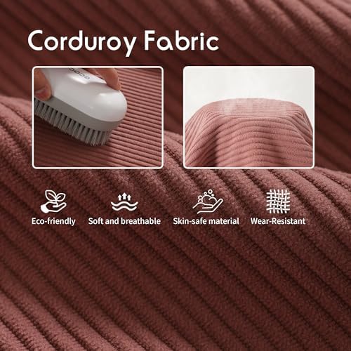 Corduroy Reading Pillow with Arms & Detachable Neck Roll, Bed Rest Back Support, Adult Cushion for Sitting Sofa & Floor, Side Pockets & Washable Cover, Brick Brown - Image 5