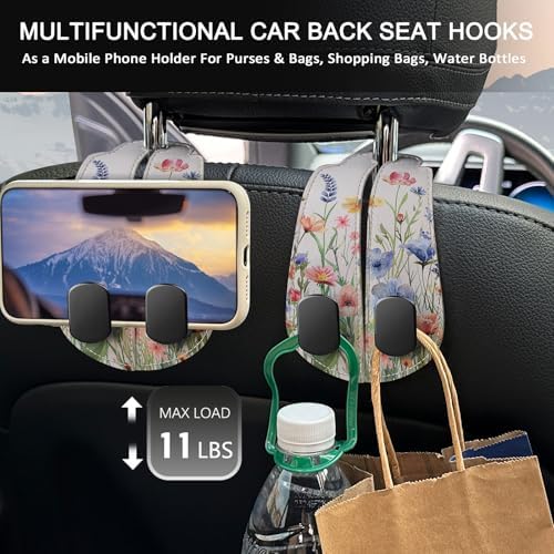 Blusabaca 2PCS Car Seat Headrest Hooks, Purses Bags Holder, Vibrant Floral - Image 3