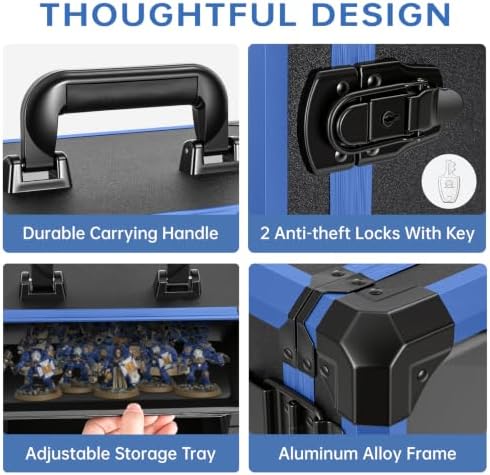 WELIDAY Miniatures Storage Case Miniatures Transport Case Aluminum Alloy Frame with Lock (X-Large Size) - Image 4