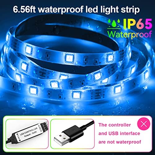 USB RGB LED Strip Lights Kit 2-Packs 6.56Ft IP65 Waterproof with Remote - Image 4