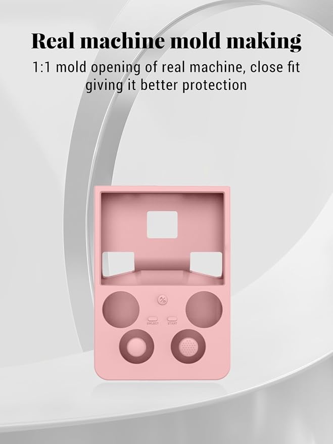 for ANBERNIC RG 477V Retro Handheld Game Protective case,Soft Silicone Shock-Absorbing Design,Waterproof and Portable,Includes 4 Button caps for rg477v, Pink - Image 6