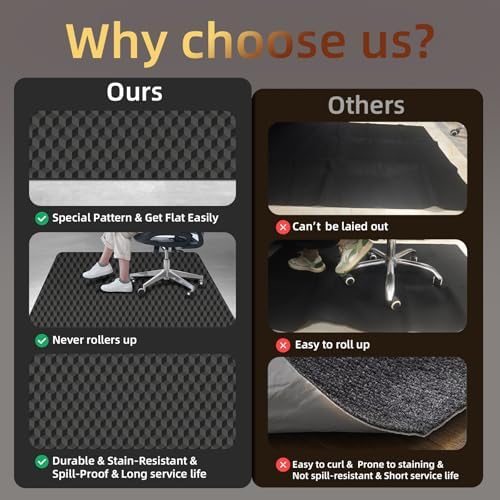 AiBOB Office Chair Mat for Hardwood and Tile Floor - 48"x36"Gaming Chair Mat, Easy Glide Computer Chair Mats, Floor Protector Mat for Home Office - Image 5