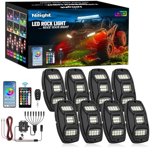 Nilight RGBW LED Rock Lights Kit 8 Pods 22 LEDs Wide Angle Lighting by Nilight