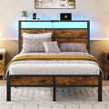 Liians Full Size Bed Frame, Full Bed with Charging Station Headboard and LED Lights, Platform Bed with Metal Slats, No Box Spring Needed, Noise Free, Easy Assembly by LIIANS