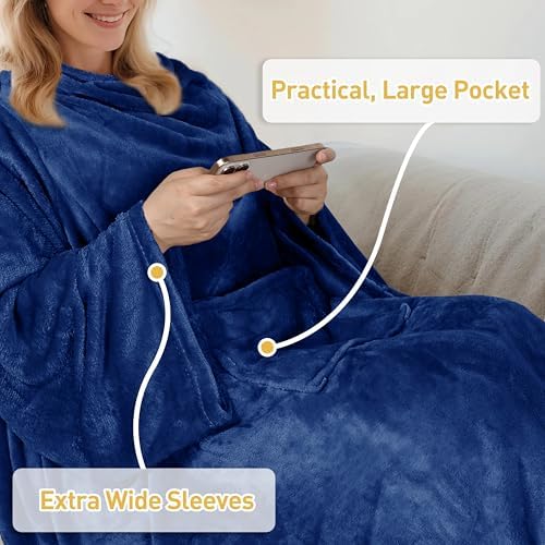 Catalonia Wearable Blanket with Sleeves for Women & Men, Fleece Wrap Throw - Image 5