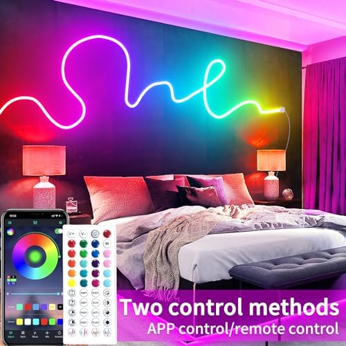segrass 50ft RGB LED neon Rope Lights LED neon Lights with Remote Control/APP Control IP65 Waterproof Flexible Neon LED Strip Lights for Bedroom Room Outdoors Décor - Image 2