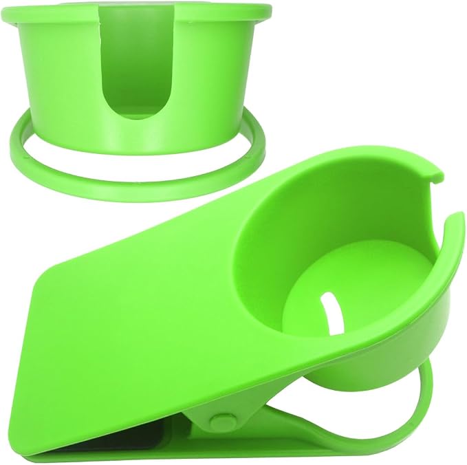 YOY Drink Cup Holder Clip - Table Desk Side Water Glass Beer Bottle Beverage Soda Coffee Mug Holder Cup Saucer Clip Design for Home Office, Green - Image 2