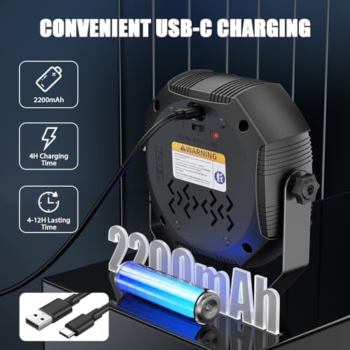 Rechargeable Strobe Light, 60 LED RGB Mini Stage Light, 30W Battery Powered Strobe with Remote & Sound- Activated Control Mode, LED Par Can for Party Home Band Bars, 12 Pack - Image 4