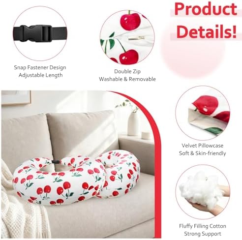 Ergonomic U-Shaped Gaming & Lap Pillow for Crocheting - Cute Little Cherry Crochet Pillow with Elbow & Arm Support, Lap Desk Pillows for Reading, Playing or Crocheting, Suitable for Adults - Image 3