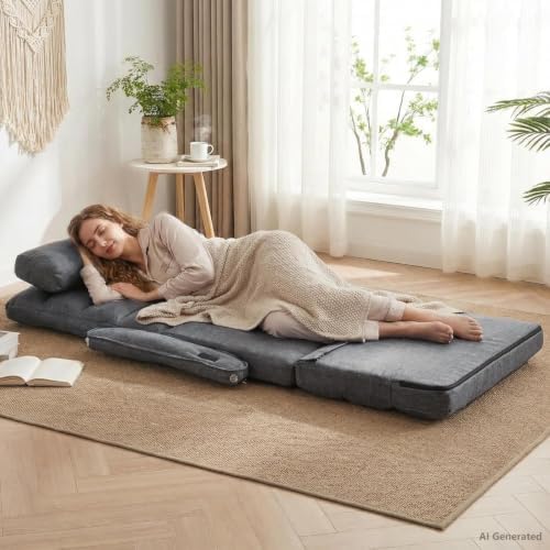 Comfy Floor Chair with Adjustable Backrest, Gaming Sofa Chairs (Grey) - Image 3