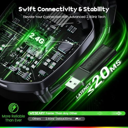 WESEARY Wireless Gaming Headset for PS5, PS4, PC, Switch| 20ms Low Latency - Image 4