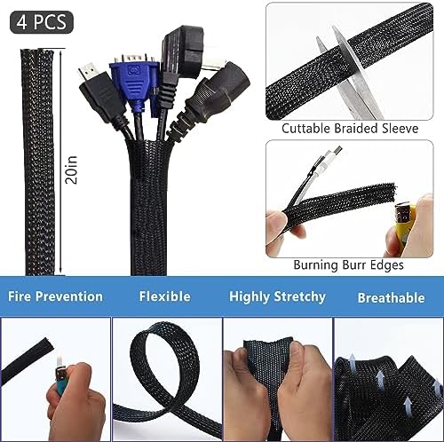 ELII 300PCS Cable Management Kit,4 Cable Sleeve 35 Cable Clips - Image 3