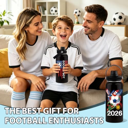 Soccer Boy 2026 Water Bottle 32oz - Soccer Nutriton Facts Stainless Steel Insulated Tumbler for Fans & Collectors -Sports Coach Gifts, Gift for Teens, Black Sports Travel Mug - Image 2