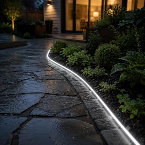 12V Cool White Neon LED Strip 16.4FT IP65 6500K Silicone Rope Light - Image 3