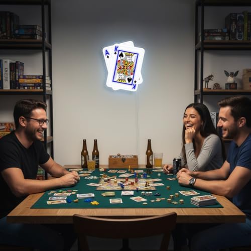 Poker Neon Sign, UV Printed Playing Cards LED Light for Man Cave Decor - Image 7