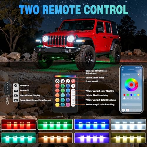 Nilight RGBW LED Rock Lights Kit 10 Pods 22 LEDs Wide Angle Lighting - Image 5