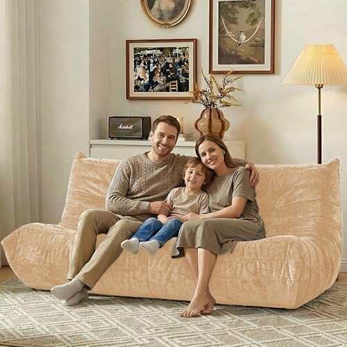 HABUTWAY Giant Bean Bag Chairs Lazy Sofa for Adults,3 Seater,Khaki | 3 Seater Fireside Chair, Memory Foam Lazy Large Floor Bean Bag Sofa for Living Room, Bedroom, Dorm, Office - Image 6