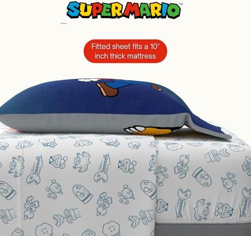 Nintendo Super Mario Bowser Bedding Set, Twin Size 5 Piece Set Kids Super Soft Cozy Reversible Comforter and Sheet Set with Sham, (100% Officially Licensed Product) by Franco - Image 6