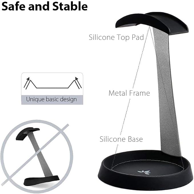 Avantree HS102 - Metal Headphone Stand with Cable Holder | Sturdy metal and silicone desktop stand keeps headphones secure while the. - Image 2