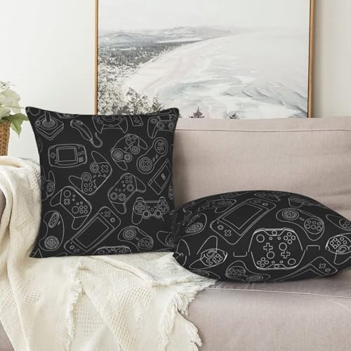 Perinsto Video Game Controller Background Throw Pillow Covers Set of 2 Gaming Gadgets Decorative Pillowcases Soft Cushion Covers for Sofa Couch Bed Home Decor, 16"X16" - Image 7