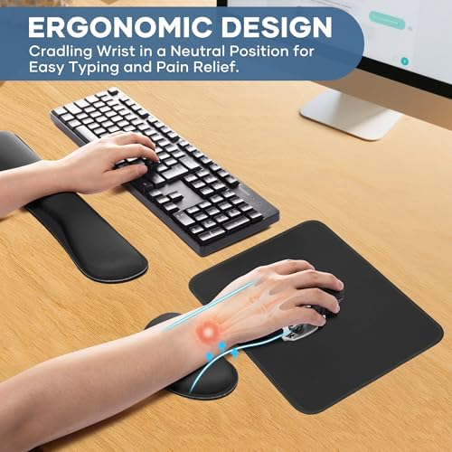 Office Ergonomic Memory Foam Computer Mouse and Keyboard Wrist Rest pad Support Carpal Tunnel, Wrist Rest for Keyboard and Mouse, Wrist Support Set - Image 4