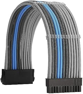Formulamod PSU Cable Extension Kit 18AWG Sleeved, 24 Pin ATX + 8 Pin EPS + Dual 8 Pin PCI-E, Custom PC Cable Extensions with Combs for Clean Cable Management & Gaming PC Build (Silver Grey Sky Blue) - Image 3