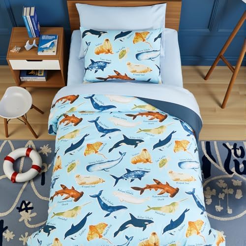 Twin Bedding Sets for Boys - 5 Pieces Ocean Bedding Twin Comforter Set - Image 4