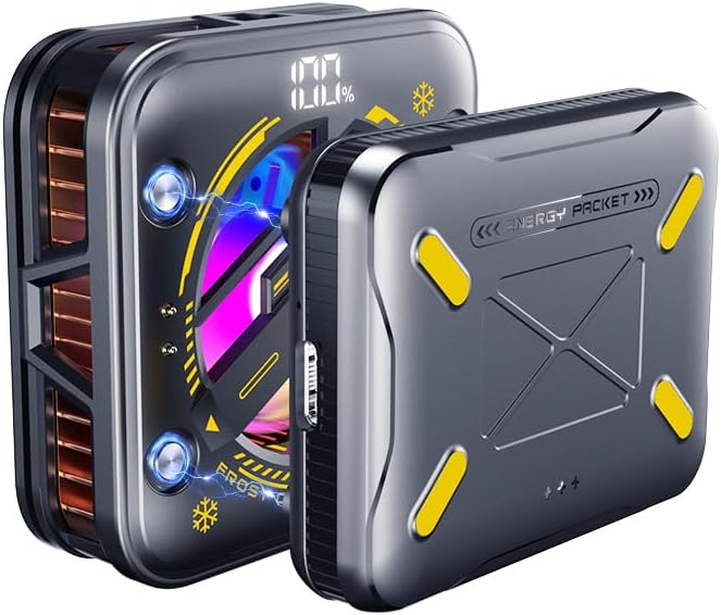 Magnetic Phone Cooler with Battery,Rechargeable Wireless Cooling Fan for iPhone/iPad,Phone Cooling Case Radiator Heatsink with RGB LED for iPhone MagSafe Series/Samsung/Android by Unknown