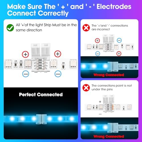 10Packs 4-Pin RGB LED Light Strip Connectors 8mm Unwired Gapless Solderless Adapter Terminal Extension - Image 5