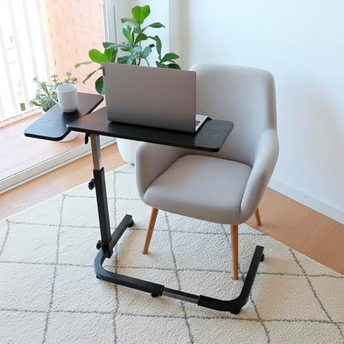 KMINA Overbed Table with Wheels, Tilting Hospital Bed Table, Black - Image 6