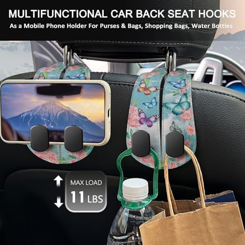 Blusabaca 2PCS Car Seat Headrest Hooks, Purses Bags Holder, Butterfly - Image 3