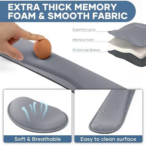 Office Ergonomic Memory Foam Computer Mouse and Keyboard Wrist Rest pad Support Carpal Tunnel, Wrist Rest for Keyboard and Mouse, Wrist Support Set - Image 5