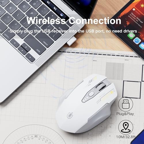 Uineer Wireless Mouse, 2.4GHz Rechargeable Computer Mouse, Battery Display - Image 2