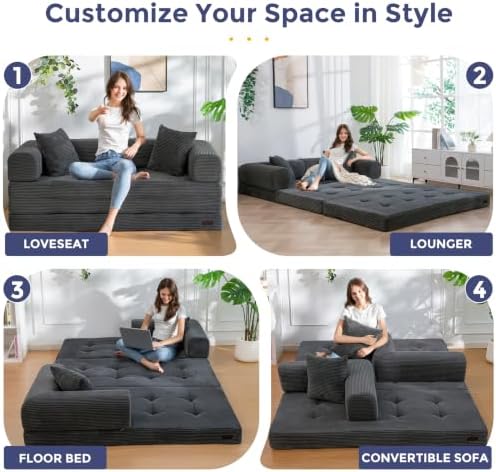 MAXYOYO Convertible Sofa Bed, Floor Sofa Couch with L-Shaped Backrest - Image 5