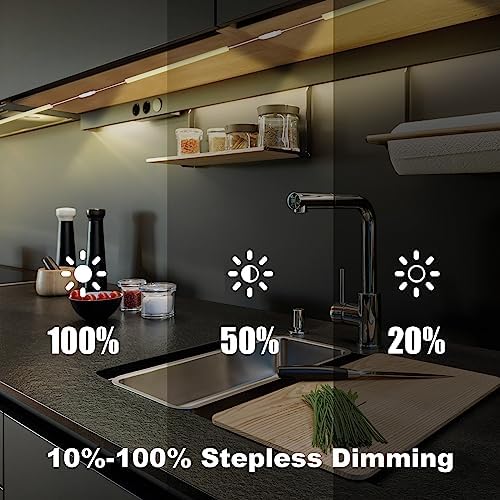 Plug-in Under Cabinet Lights Daylight White 4000K, Dimmable LED Under Cabinet Lighting, 6PCS x 12 Inch Under-Counter Light Fixtures with Memory Function, Under Counter LED Lights for Kitchen - Image 3